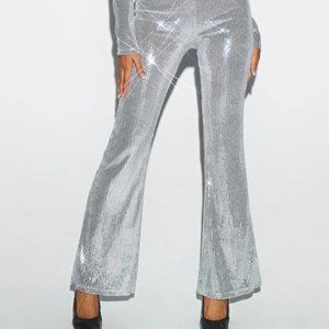 SOLADO High Waist Sequin Solid Flared Pants